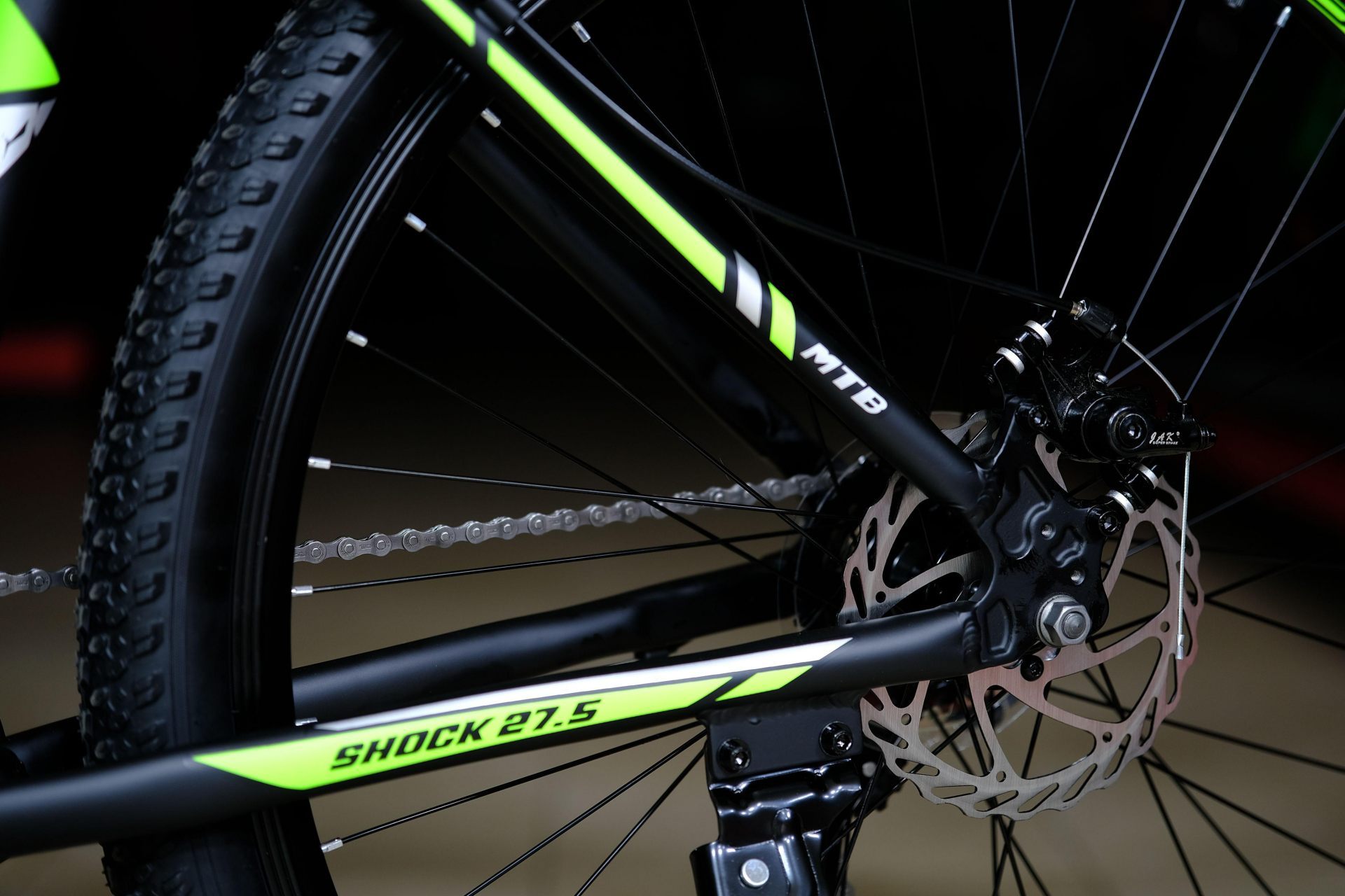 Тормоз дисковый механический JAK 160мм
 HOKE Shock 27,5 MD матовый чёрный-оранжевый 17